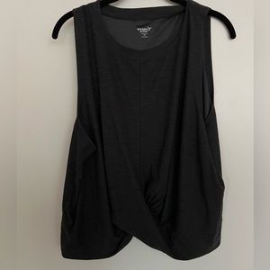 Breathe-On Twist Hem Cropped Tank, Charcoal